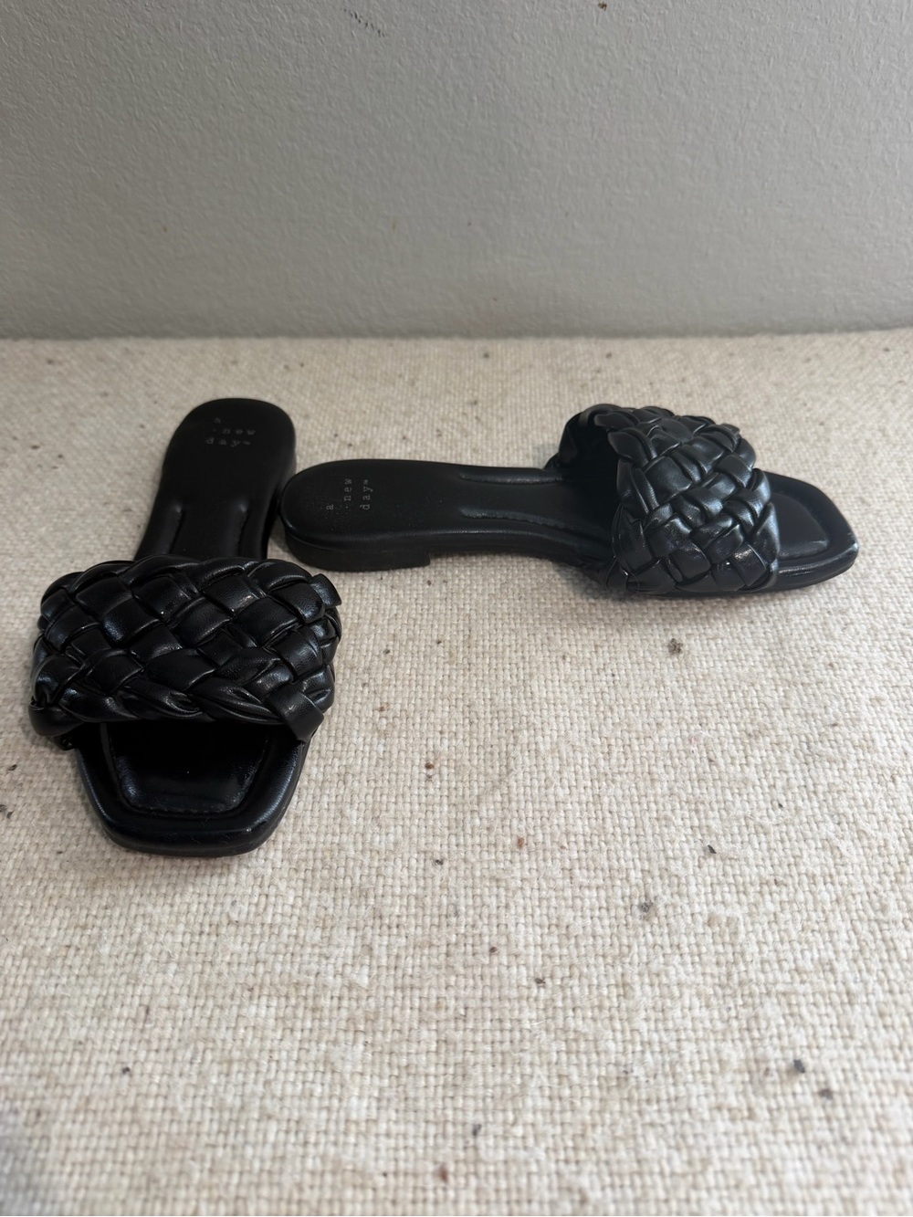 a new day Black Woven Slide Sandals